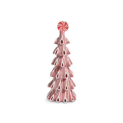 Red and White Ribbon Candy Tree - 13" Tall
