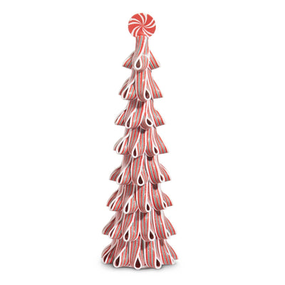 Red and White Ribbon Candy Tree - 18" Tall