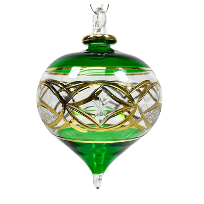 Green with Gold Etchings Ornament