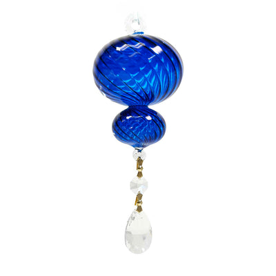 Blue Double Swirl Sphere with Cyrstal Ornament