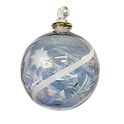 Blue Ball with Lovely Classy Etchings Ornament