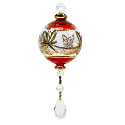 Peppermint Ball with Etchings & Crystal Ornament