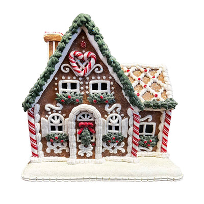 Peppermint Gingerbread House - 9" Tall