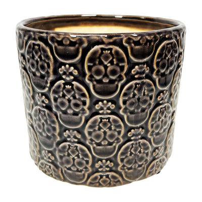 Indigo Skulls Cache Pot