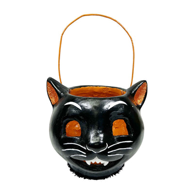 Vintage Black Cat Bucket - 8" Tall