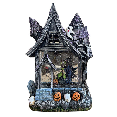 Shimming Haunted House with LED Lighting - 10" Tall