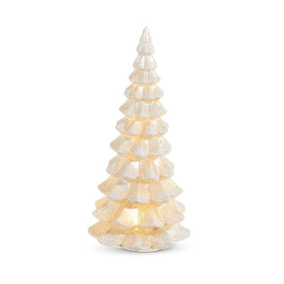 Snowy Mercury Glass with Glowing Light - 11" Tall