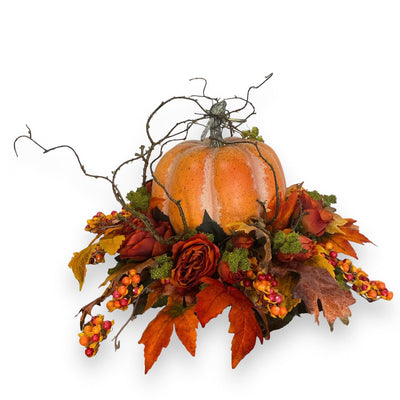 Silk Orange Fall Pumpkin Centerpiece