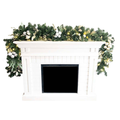Silk Silver & Champagne Ornament Eucalyptus Garland