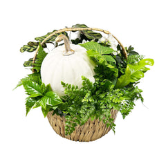 White Autumn Pumpkin Basket - Large