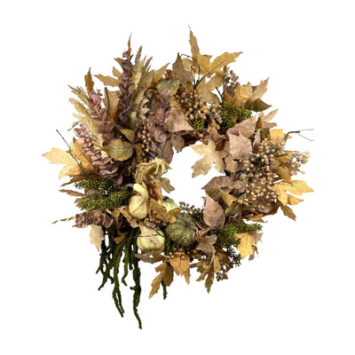 Faux Cream Maple Leaf Wreath - 24"