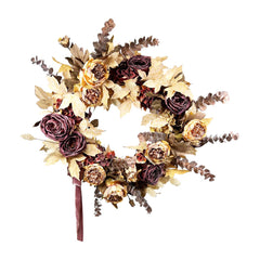 Faux Mauve & Tan Rose Maple Wreath - 18''