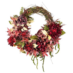 Faux Burg Dahlia Maple Wreath - 18