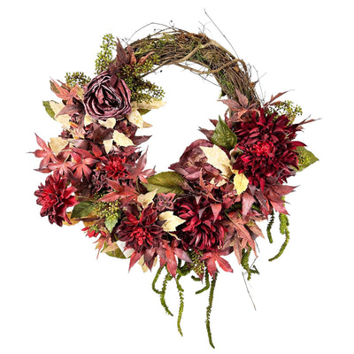 Faux Burg Dahlia Maple Wreath - 18"