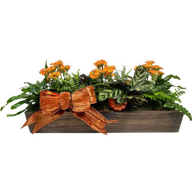 Large Fall Long and Low Wood Centerpiece