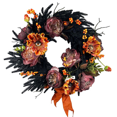 Silk Seeing Eye Poppy & Peony Wreath