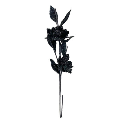 Silk Black Magnolia with Leaves Spray