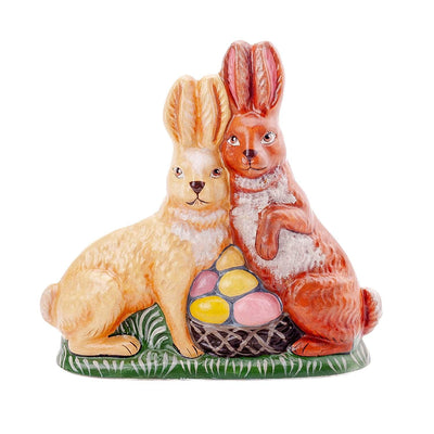 Two Rabbits with a Nest - 6" Tall