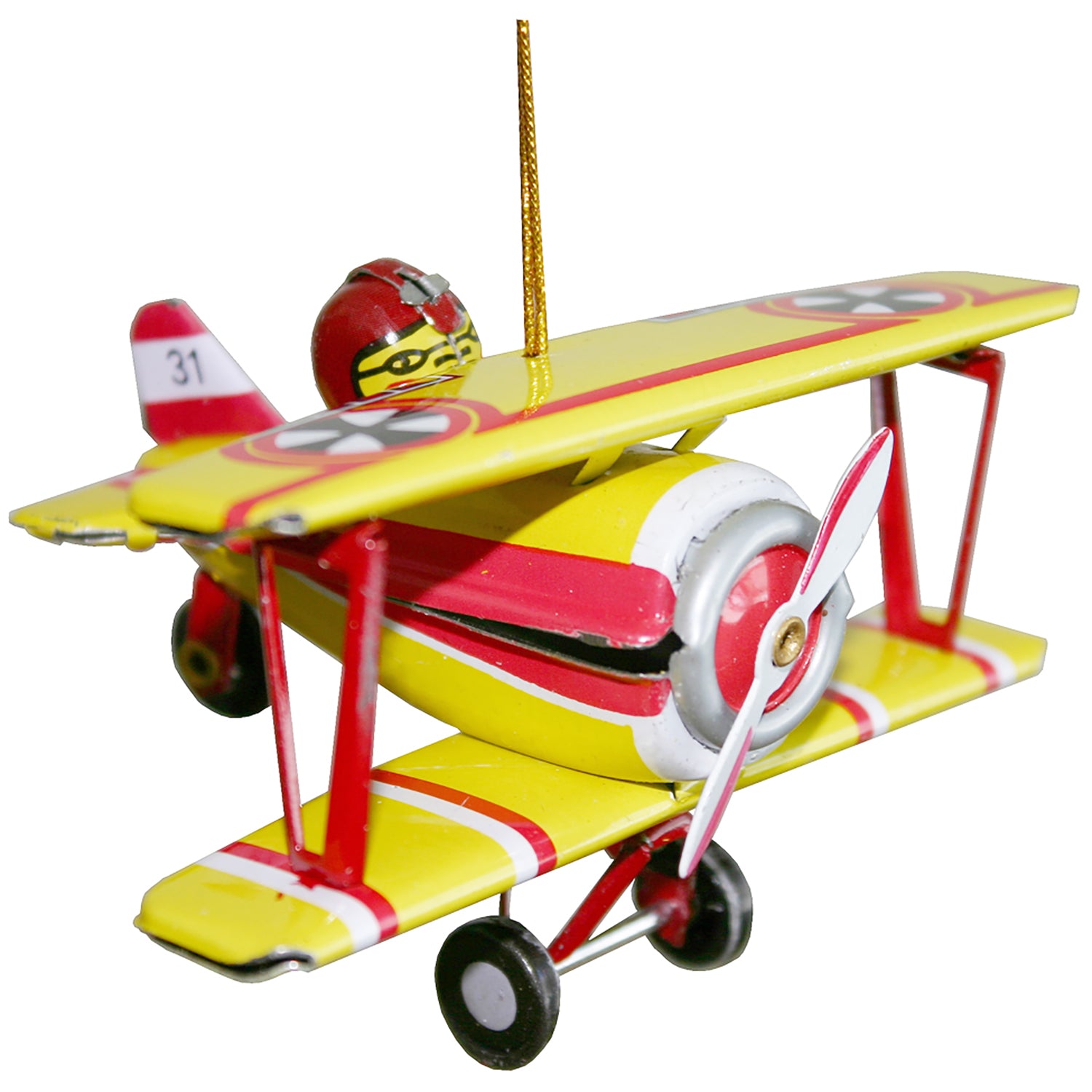 Yellow Tin Plane Ornament Roger's Gardens