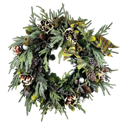 Silk Snowy Pine Hellerbor Wreath - 24''
