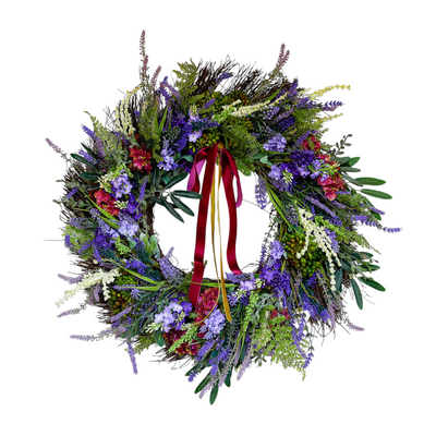 Faux Lavender Lilac Sedum Wreath