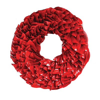 Dried Red Lacquer Magnolia Wreath - 18"