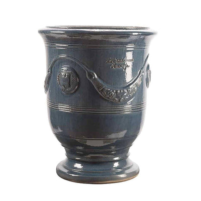 Traditional French Glazed Anduze Blue Lavender Vase