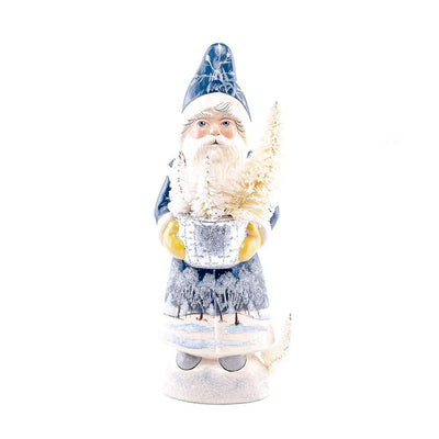 Winter Blue Silver Santa Bowl - 9" Tall