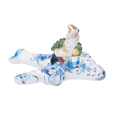 Santa Flies Delft Airplane - 5.5" Tall
