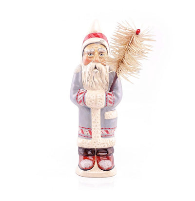 Blue Santa with Feather Tree - 7" Tall