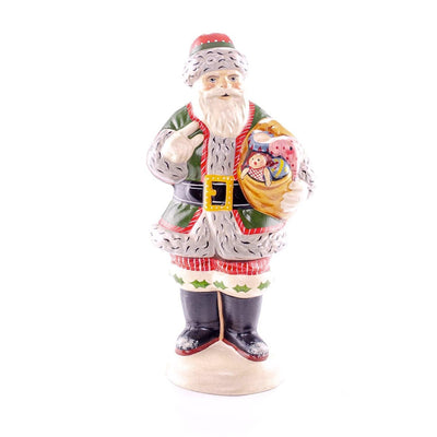 Santa with Pink Elephant Toy - 8" Tall