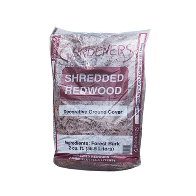 Shredded Redwood Mulch - 2 Cubic ft