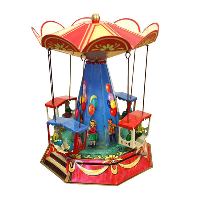 Tin Windup Old Carousel - 9" Tall
