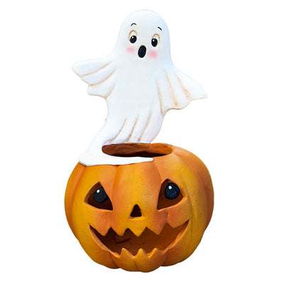 Ghost on Jack O'Lantern - 8" Tall