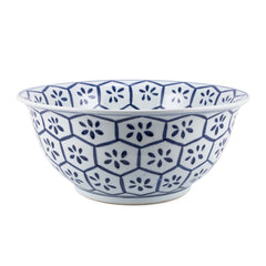 Blue & White Porcelain Bowl Turtle Shell Motif