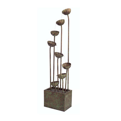 Rustic Metal Flower Fountain with Pump - 64" Tall