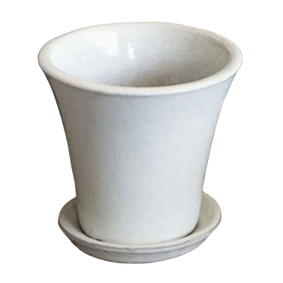 White Audrey Planter with Saucer - 7"