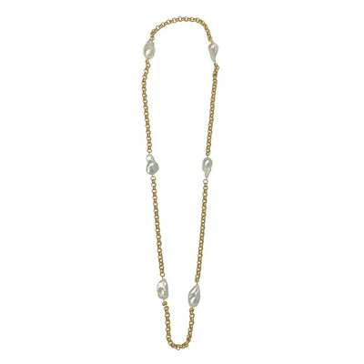 Turkish Gold & Wild Pearl Necklace - 42"