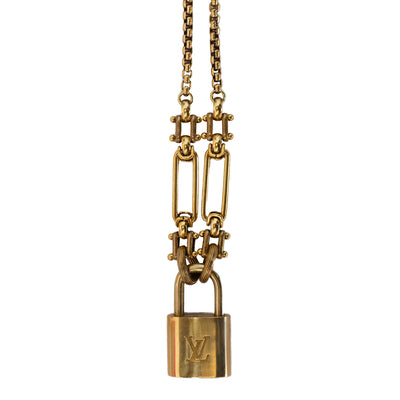 Vintage Louis Vuitton Plated Gold Bronze Can Necklace - 13.5" Chain
