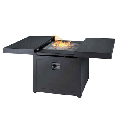 Square Black Fire Table with Sliding Top - 34" Wide