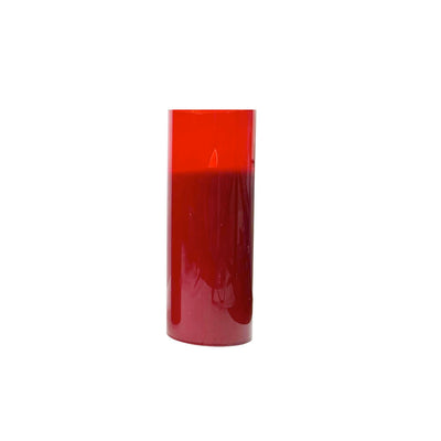 Red LED Pillar Candle, Small, 8"