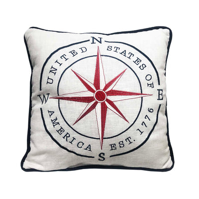 Compass Embroidered Pillow
