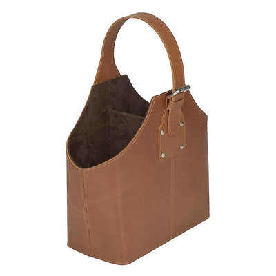 Brown Leather 2 Bottle Wine Carrying Bag