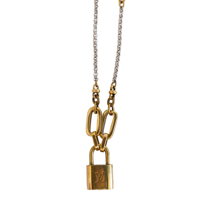 Vintage Louis Vuitton Lock Stainless Steal Necklace
