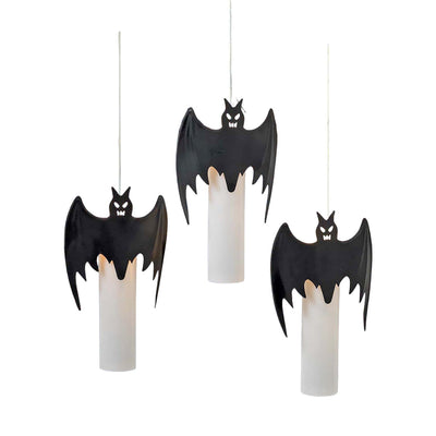 Nightwing Illuminations: Hanging Bat Candle Lights - 10" Tall - Set of 3