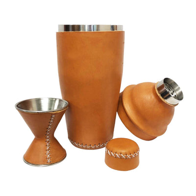 Paraguayan Leather Martini Shaker with Jigger
