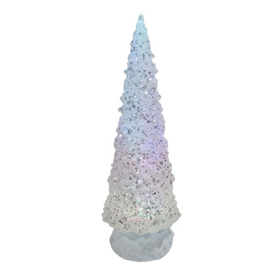 Silver Glitter Tree with Glowing Light - 14" Tall