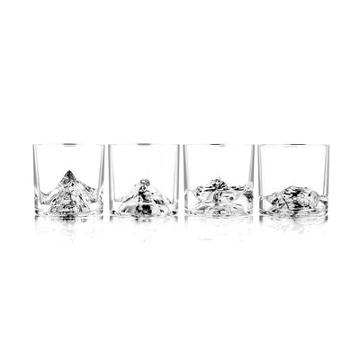 Famous Mountain Peaks Crystal Whiskey Glasses - Set of 4