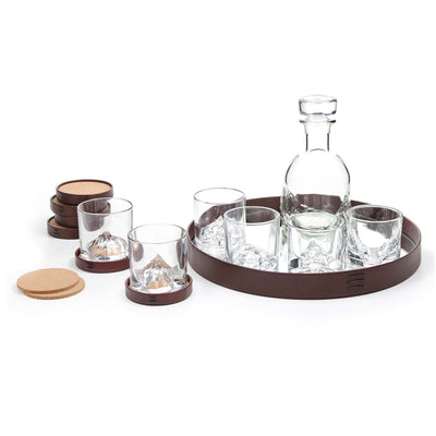 Luxury Famous Mountain Peaks Crystal Glass & Decanter Set