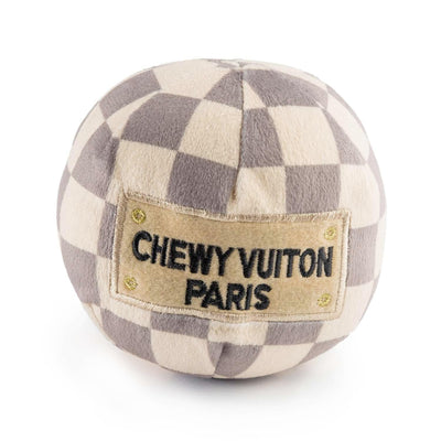 Checker Chewy Vuiton Ball Pet Toy - 4" Wide